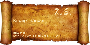 Krump Sándor névjegykártya
